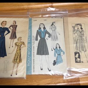 Three Vintage Sewing Patterns - Used